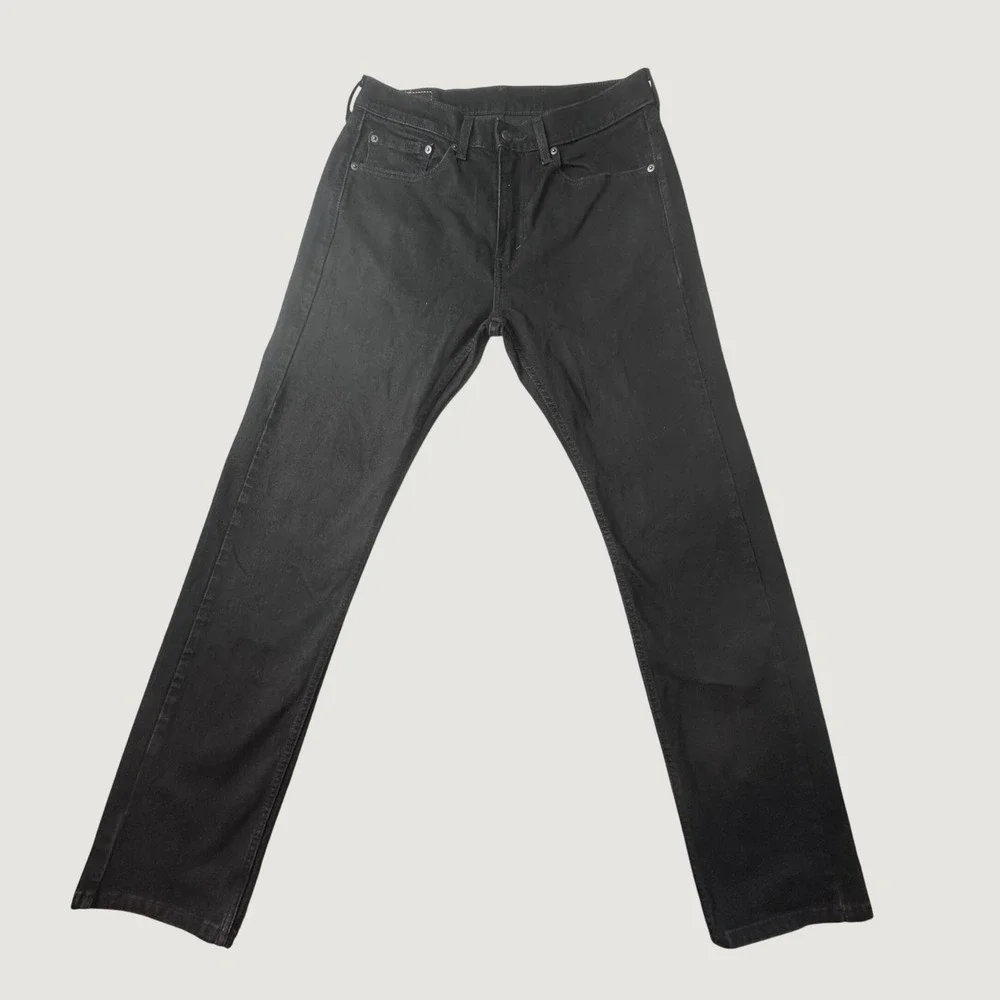 Levi's 506 Jeans Mens 32x32 (32x30) Black Straight Leg Stretch Dark Wash Denim